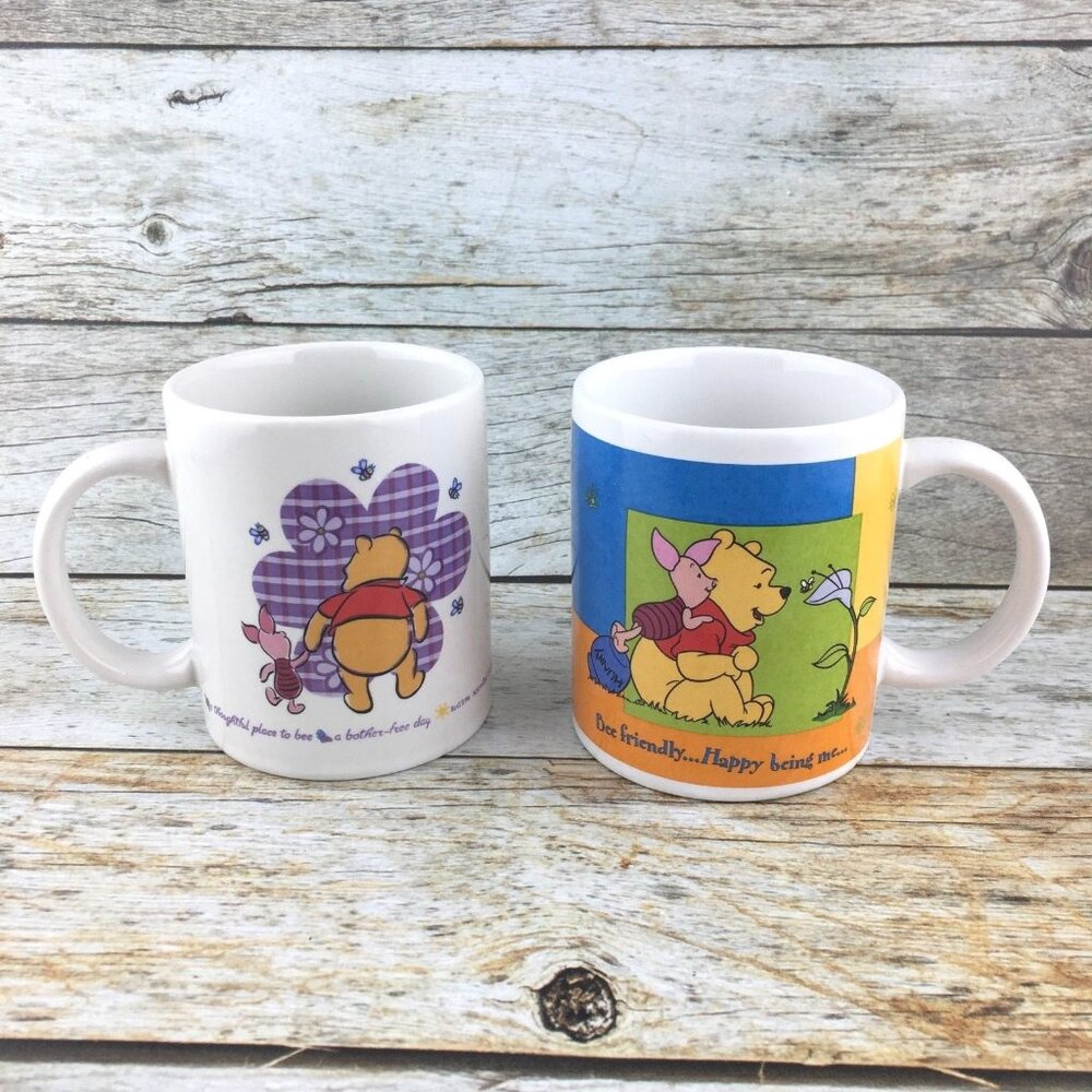 Vintage DISNEY Winnie The Pooh Friends Coffee Cup Mugs By HOUSTON HARVEST Set 2